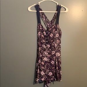 Purple floral romper